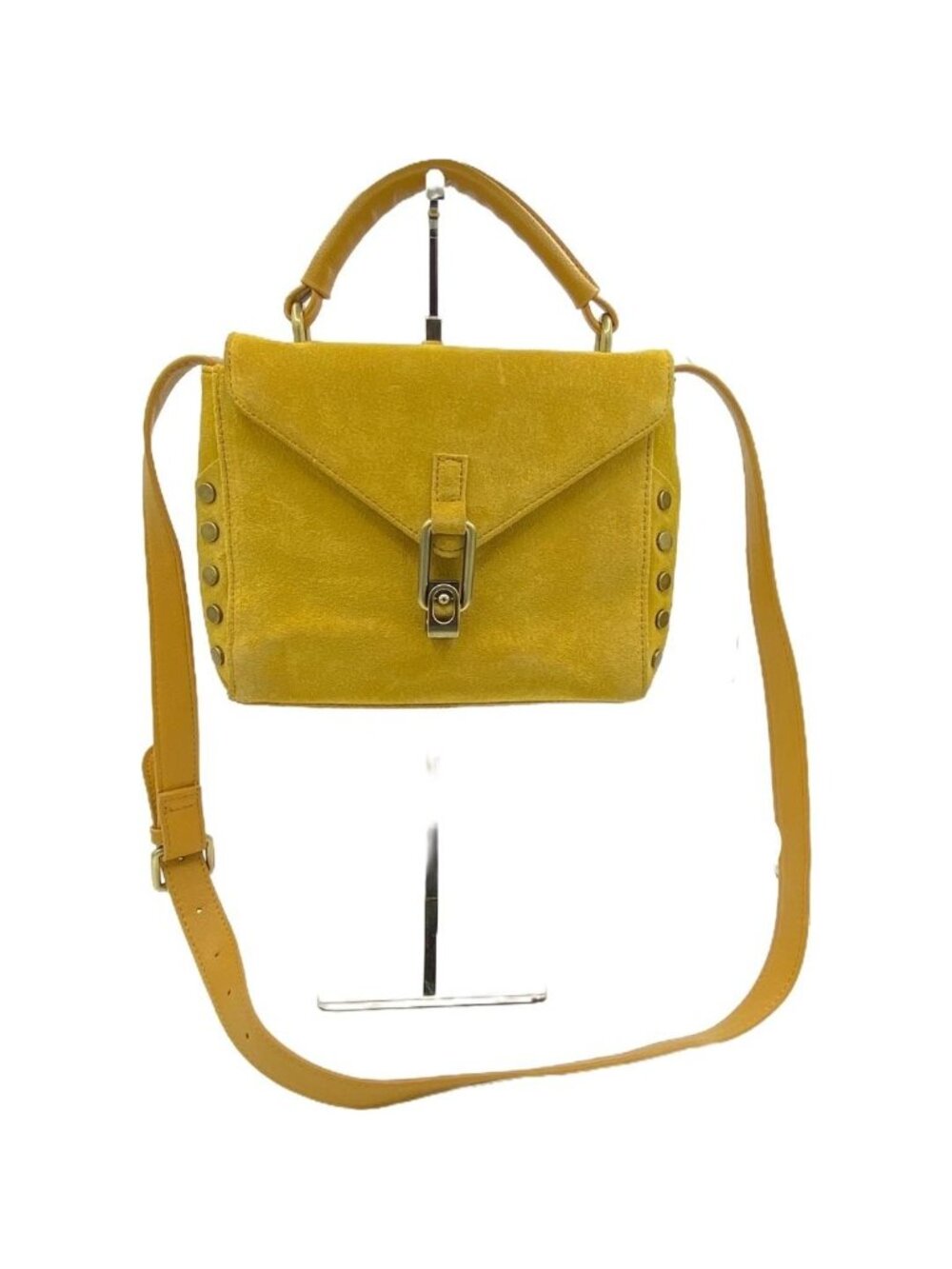 Lionel Mustard Yellow Suede Convertible Crossbody Satchel Shoulder Bag 3 in 1